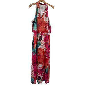 Bisou Bisou Womens Sleeveless  Maxi Dress floral Size 12 Polyester lined new